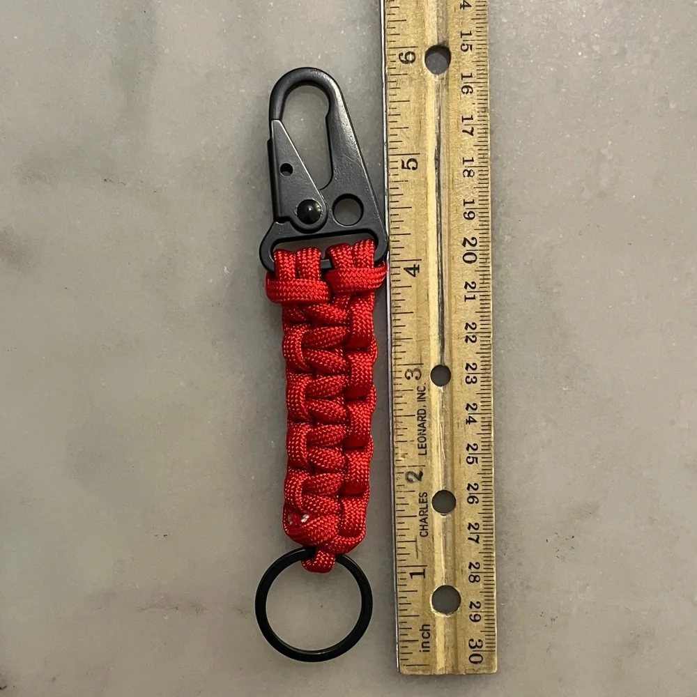 Red Paracord Keychain with Black Metal Clip